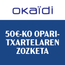 Okaïdi-ko 50€-ko opari-txartel baten zozketa